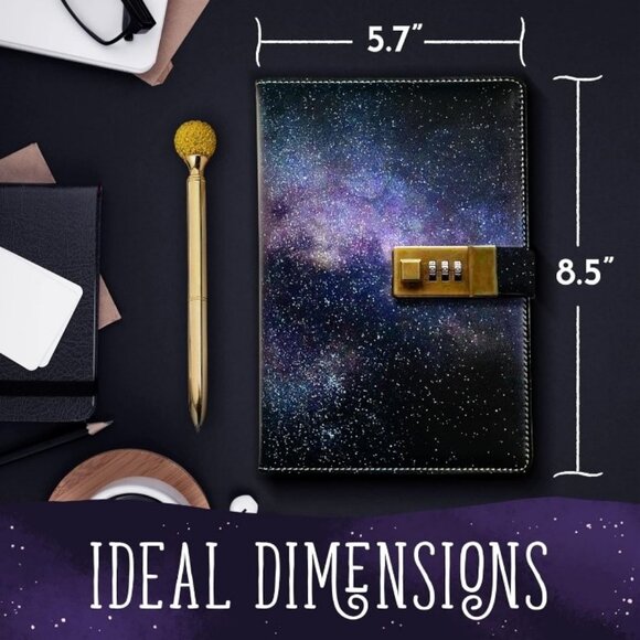 Dark Starry Diary with Lock - Picture 6 of 7